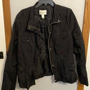 white house black market rn 111459 poplin jacket, size XL, Black